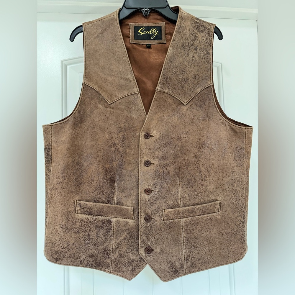 Scully Leather Brown Button Vest Men’s Size 38